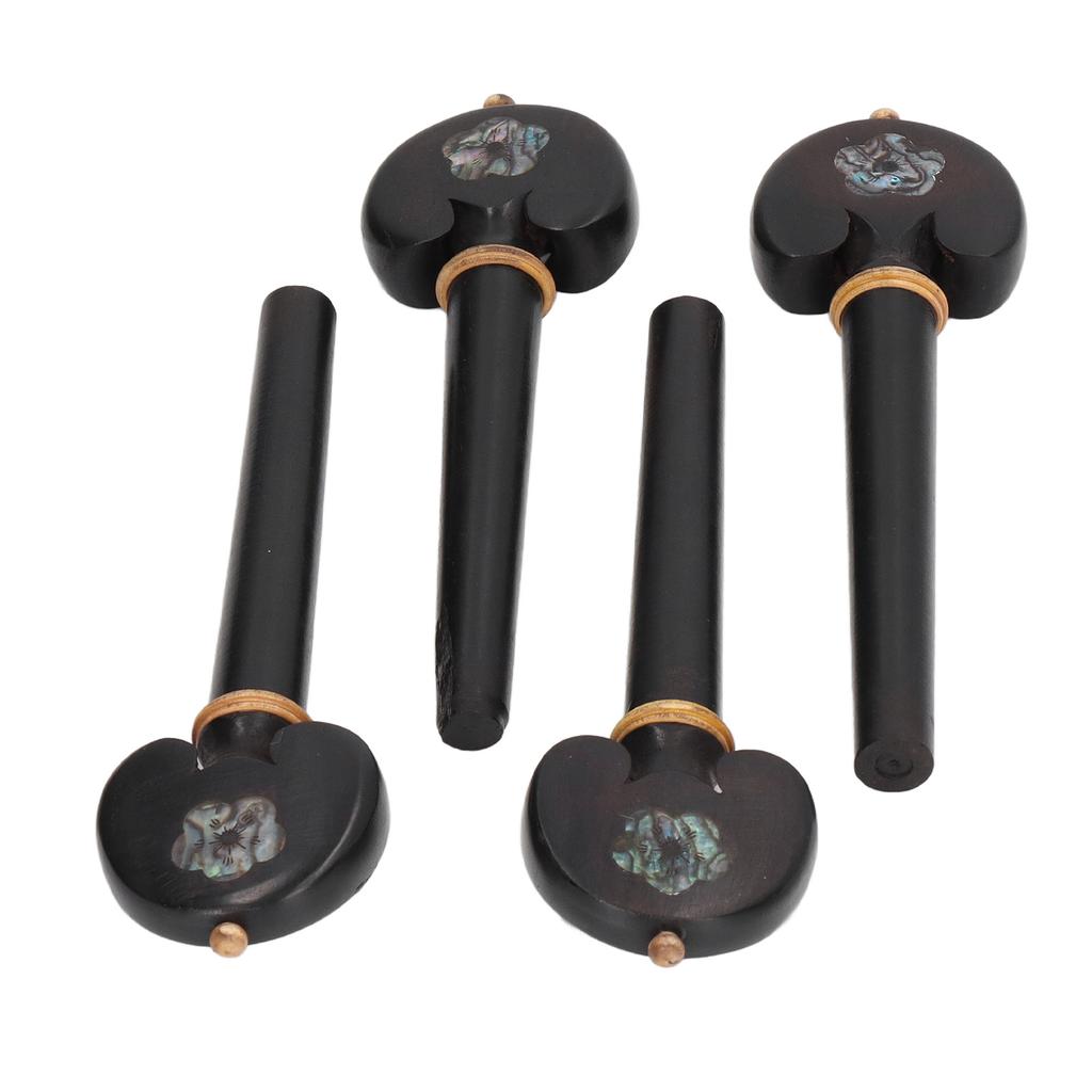 4 Piezas Clavija de Afinación Fina Ébano Negro Preperforada Hecha a Mano Resistente al Desgaste Clavija de Afinación para Violonchelo para Repuesto