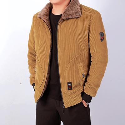 Herbst- und Winter Kord Baumwollgefütterte Herrenjacke Lässig Verdickt Reine Baumwolle Mittelalterliche Herrenjacke Samt Baumwollgefütterte Herrenjacke