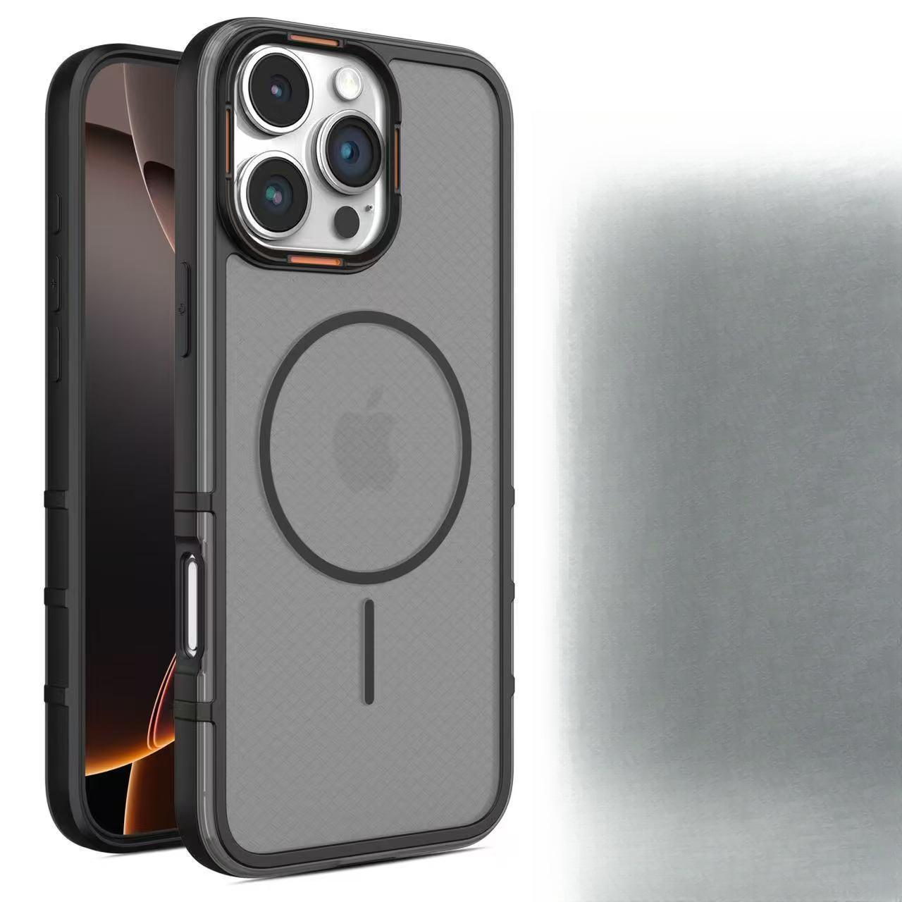 

Клетчатый Тонкий Круглый Магнитный Скраб Чехол для Мобильного Телефона Подходит для IPhone16Pro Мягкий Щит Ощущение Кожи 15Шт Жесткий Чехол Apple 16ProMax чёрный