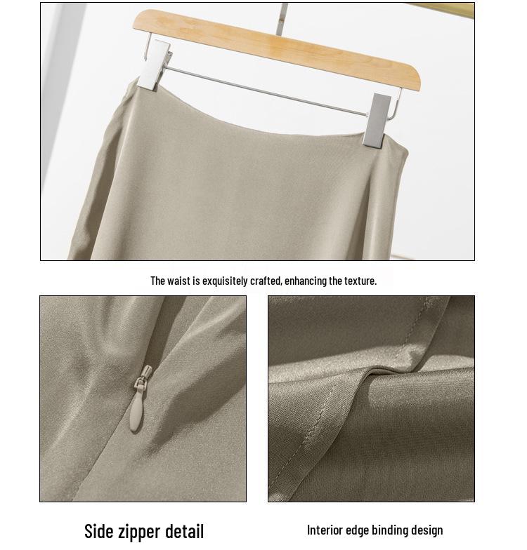 Francuska jedwabna spódnica midi - Jednolity kolor, wyszczuplająca, jedwab morwowy, elegancka damska odzież letnia