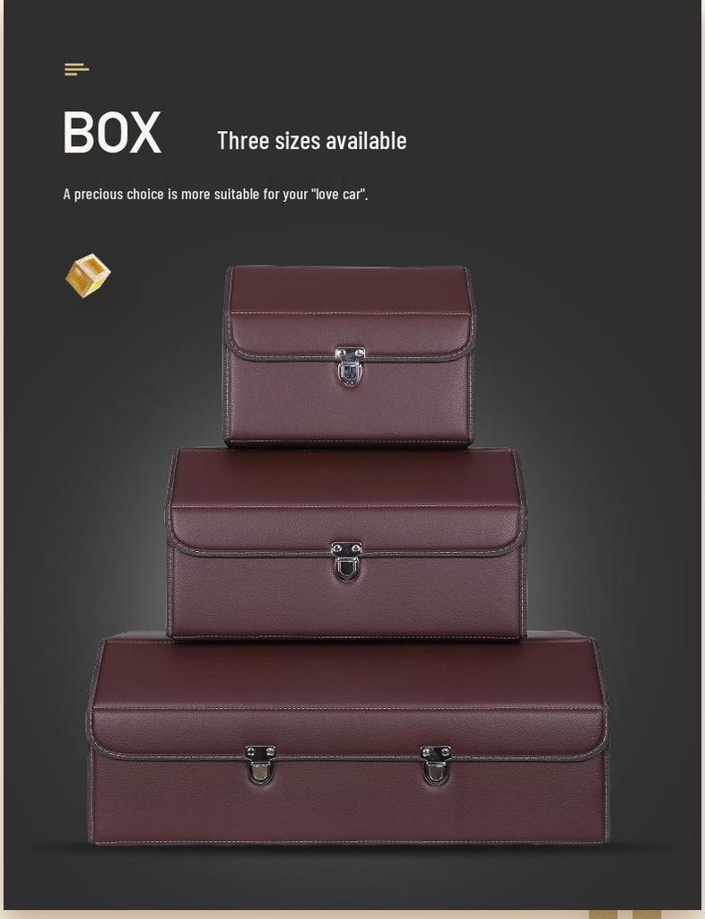 Leather Car Trunk Storage Box with Logo - Multifunctional Folding Organizer