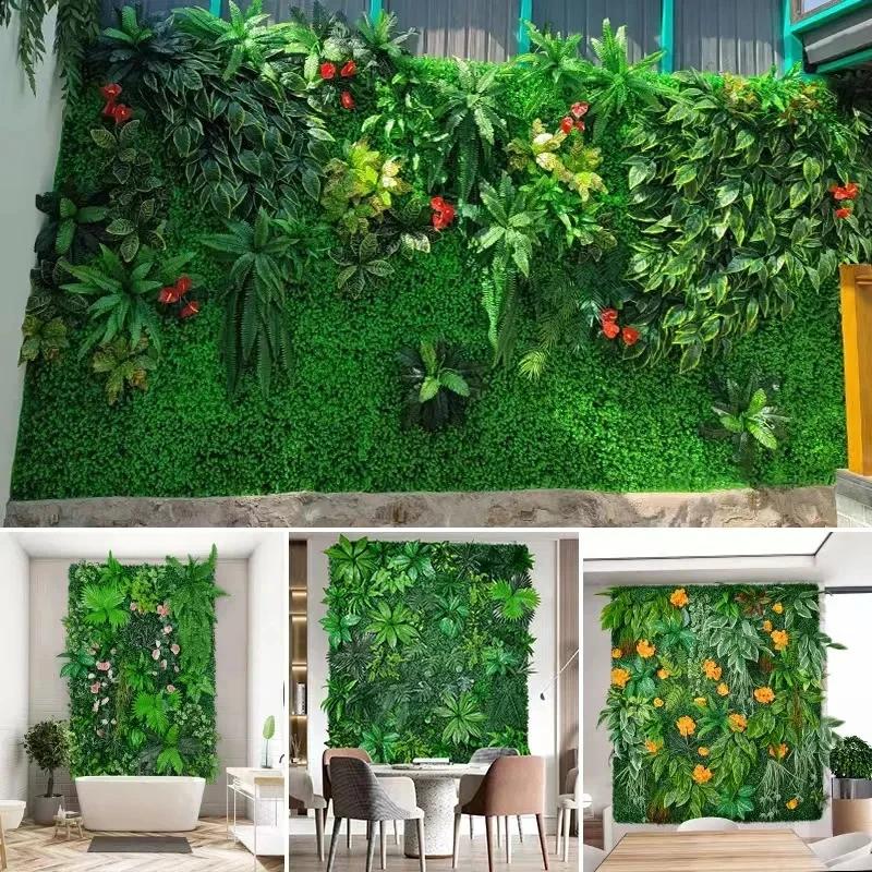 25*25cm Pereți cu Plante Artificiale Frunziș Gard Viu Covor cu Iarbă Panouri cu Verdeață Gard Simulare Peisaj Plastic Gazon Plante Verzi