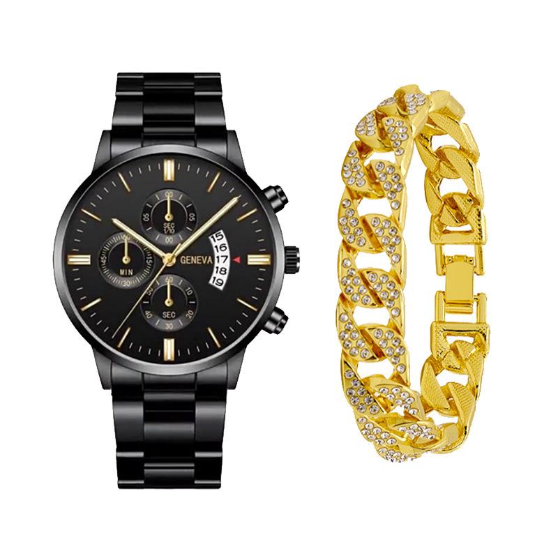 Watch Calendar Steel Strap Watch Men'S Large Dial Quartz Watch Men'S Suit