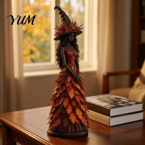 Accenti Casa Vacanze Gotica Statuetta Strega Autunnale, Statua di Halloween, Decorazione Tavolo Autunnale, Decorazione Scaffale Collezionabili Stile Retro per Camino