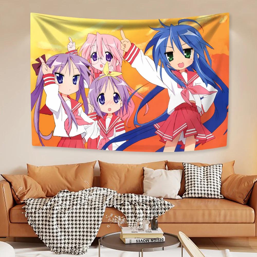 Kawaii Anime Wandteppiche Lucky Star Izumi Konata Japanische Wohnkultur Wandbehang Teppiche Schlafzimmer Hintergrund Freund Geschenk
