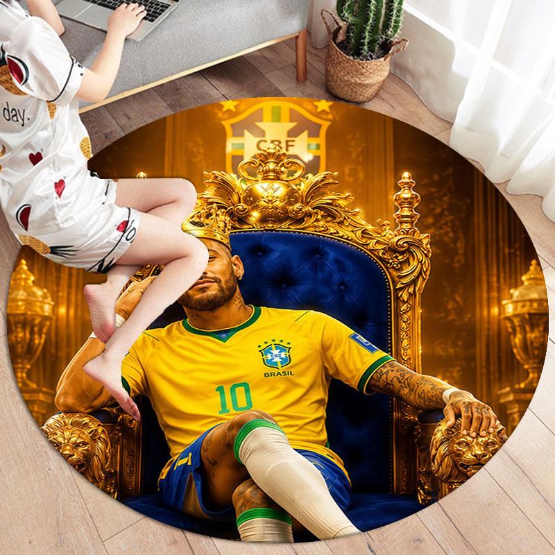 Neymar Round Area Rug,Carpet Rug for Living Room Bedroom Sofa Playroom Decor,Non-slip Floor Mat
