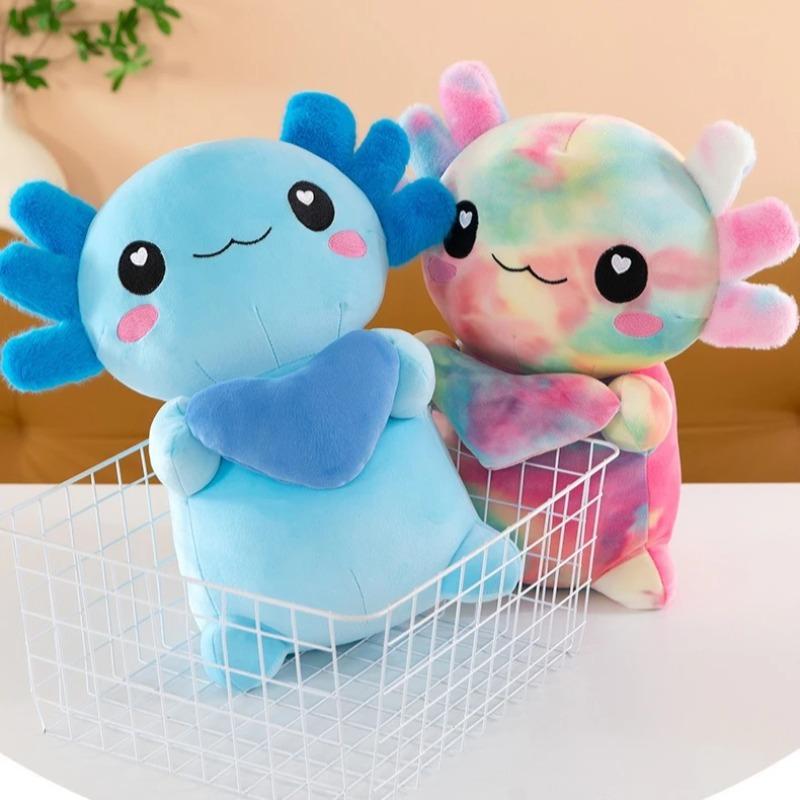 Cute Cartoon Axolotl Plush Toy Super Soft Salamander Animal Stuffed Plushie Pillow Couple Soft Axolotl Home Decor Christmas Gift