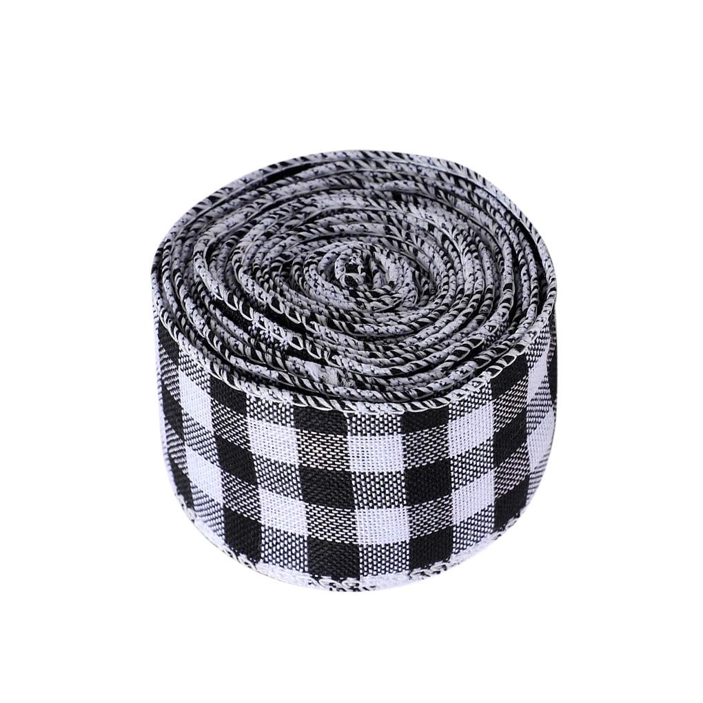 Polyester Gingham Wrapping Ribbon Plaid Burlap Ribbon Christmas Crafts Decoration Braid