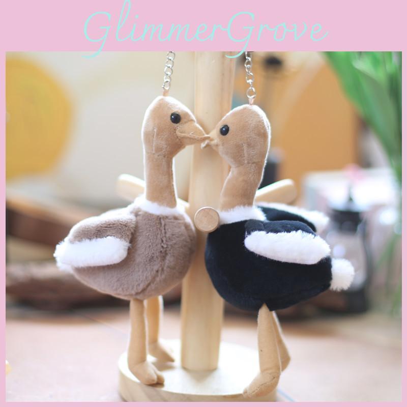 Fluffy Plush Ostrich Keychain 15cm Cute Animal Bag Charm Soft Stuffed Toy