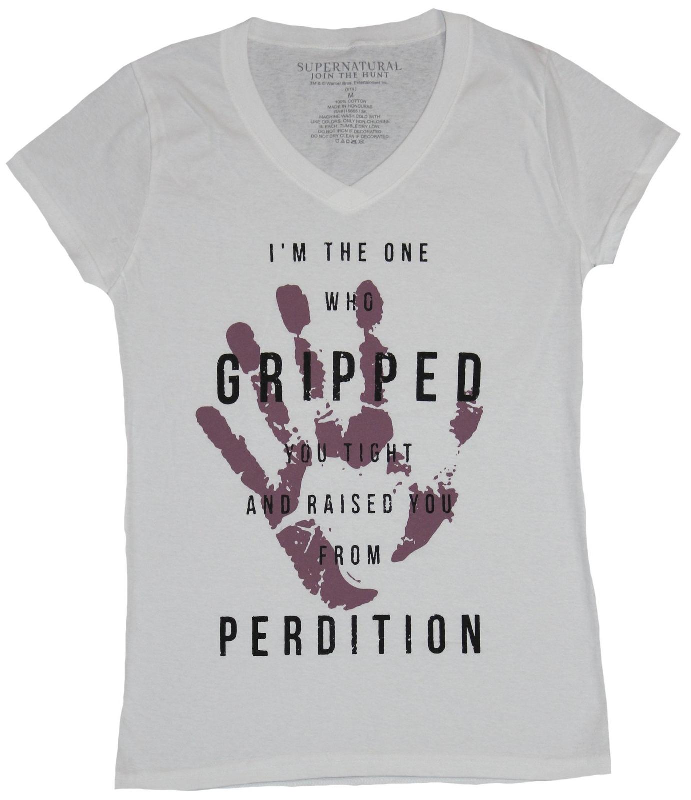 Supernatural Girls Juniors T-Shirt - Handprint The One Who Gripped You Perdition XXXL