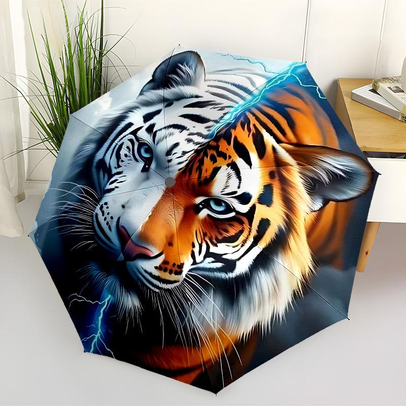 1pc Tiger Face Automatic Open/Close Umbrella, Folding Compact Umbrella with Lightweight Design for Women/Menyy251028188