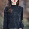 Spring and Autumn Women's Knitwear Jacquard Half High Neck Bottom Shirt Loose Long Sleeve Top