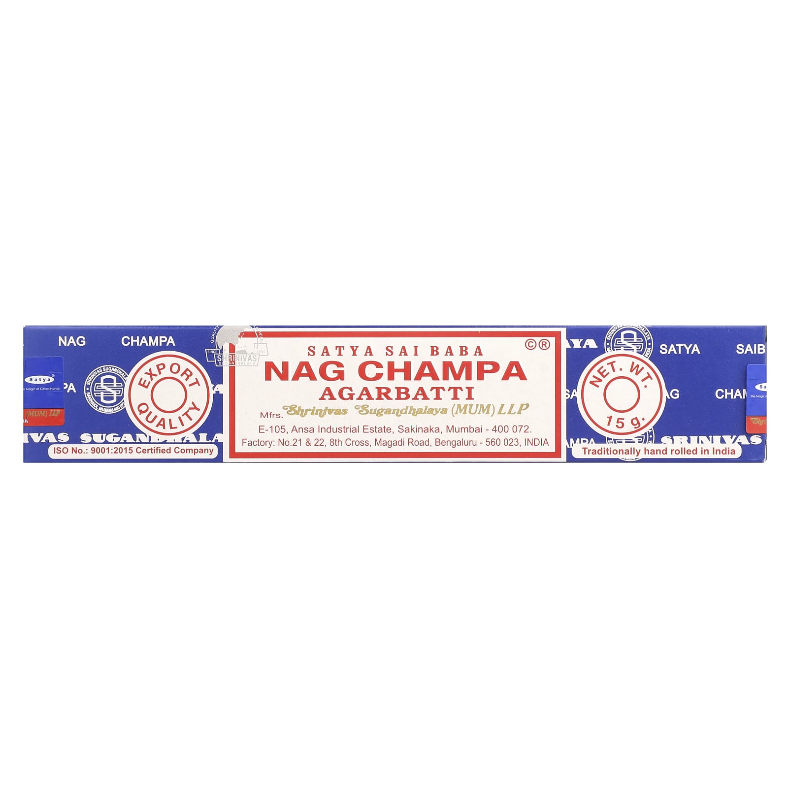 

Satya, Благовония Nag Champa Agarbatti, 10 штук (15G)