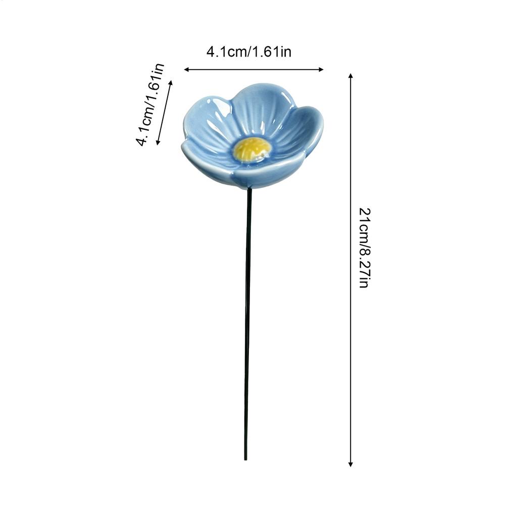 Keramik Blume Biene Wasserstation Handgefertigte Porzellan Blume Gartenstecker für Bienen Trinken Vogelbad Hinterhof Kunst Dekor