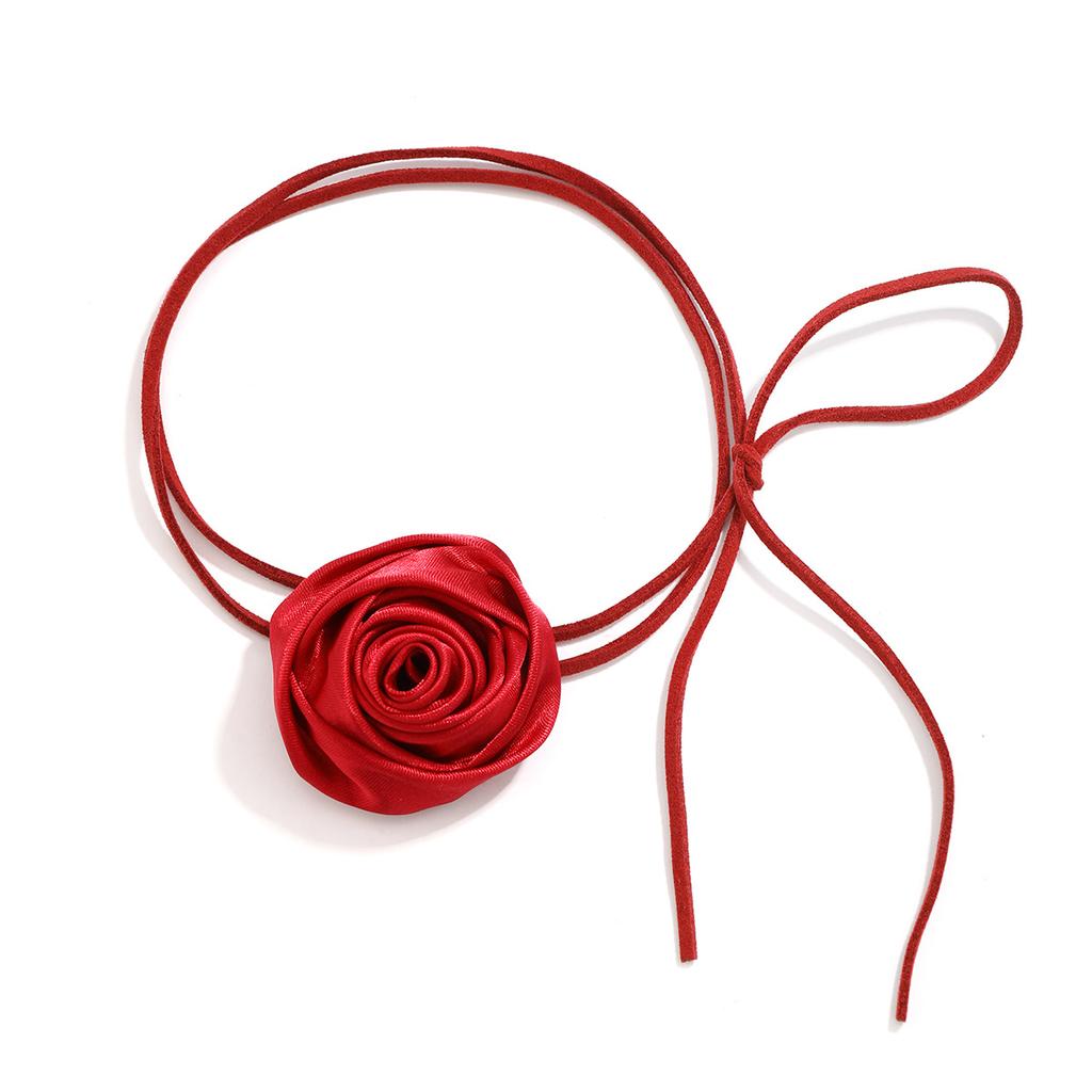 Accessories Retro Knotted Choker Fabric Flower Collar Temperament Flannel Camellia Wrapped Neck Chain