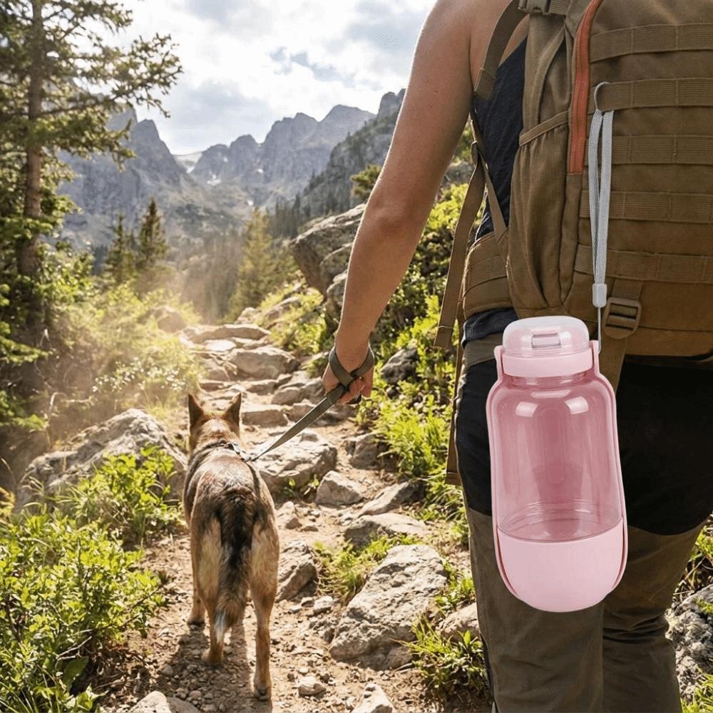 2 in 1 Portable Dog Water Bottle Leak-Proof Large Capacity Pet Water Dispenser Plastic Foldable Pet Travel Bottle Camping