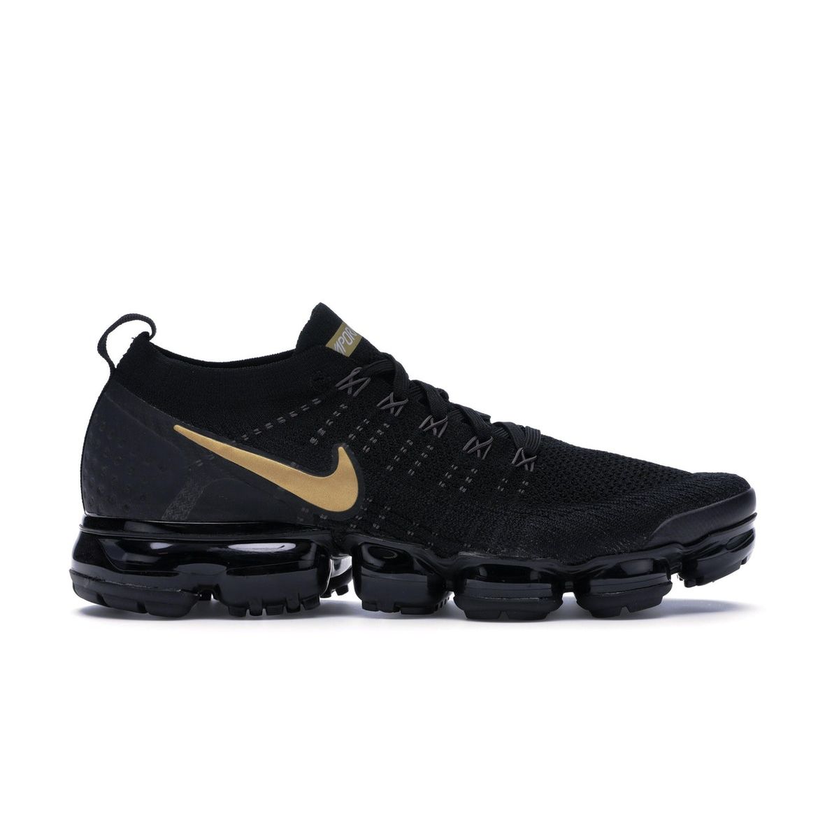 

Мужские кроссовки Nike Air VaporMax Flyknit 2 Metallic Gold, черные 942843-012