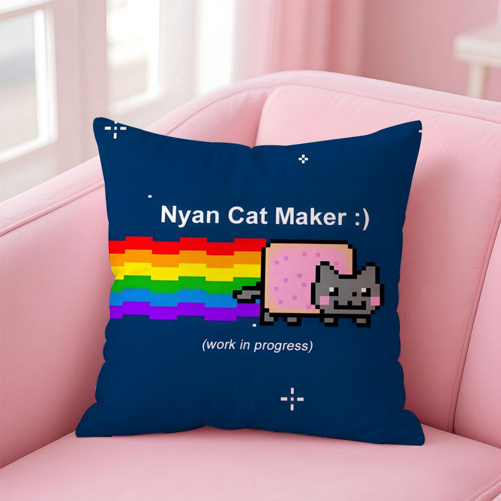 

Nyan Cat Cushion Cover Home & Car Multi-Scene Pillow Cover - Reversible, Soft & Durable for Daily Use 30cmx30cm