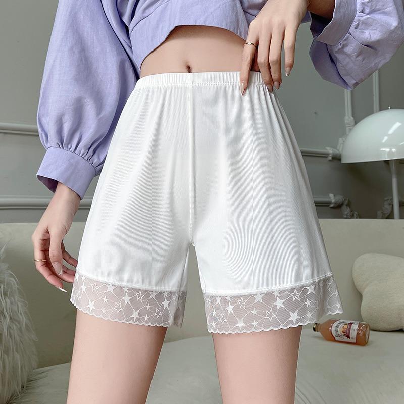 Summer Thin Outer Wear Women's Star Lace Safety Pants Plus Size Stretch Not Curled Shorts Women
