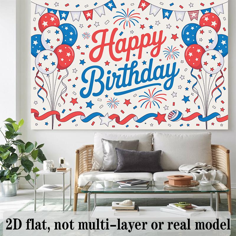 Balloons Confetti Birthday Banner, Colorful Photo Backdrop Wall Decor for Party