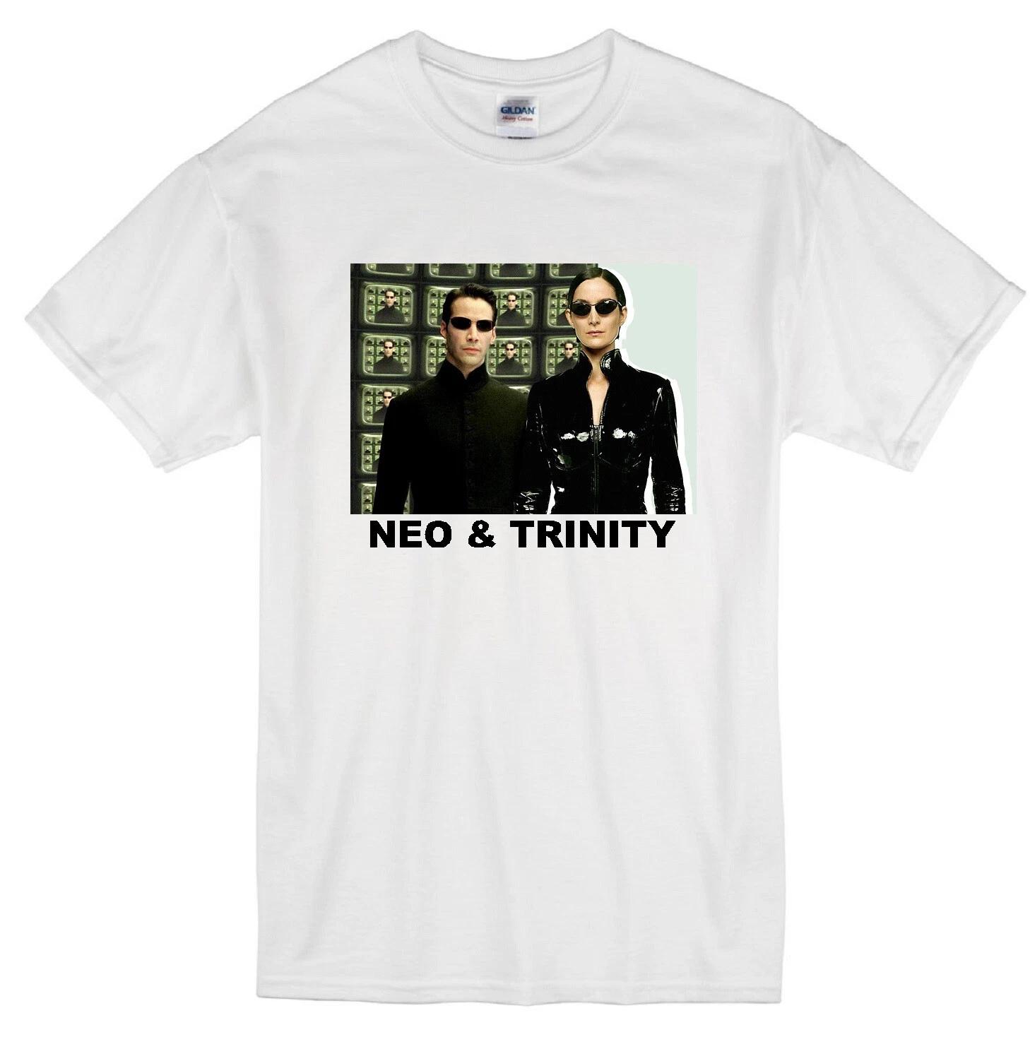 

THE MATRIX NEO TRINITY KEANU REEVES CARRIE-ANNE MOSS SCI-FI MOVIE WHITE T-shirt S