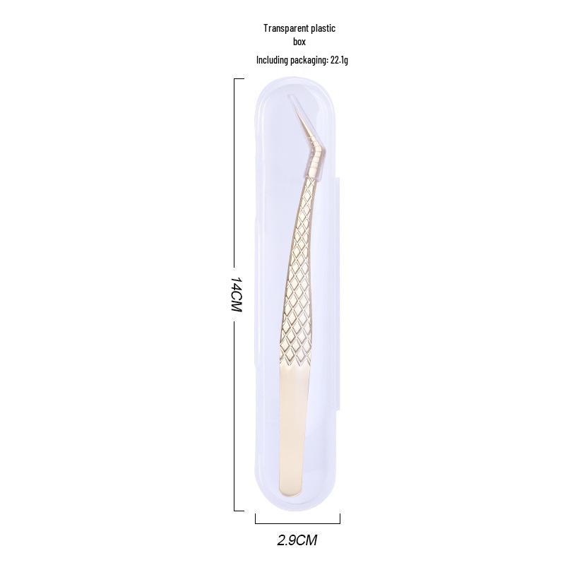 Golden Feather Stainless Steel Lash Tweezers with Net Grip for Precision Eyelash Application