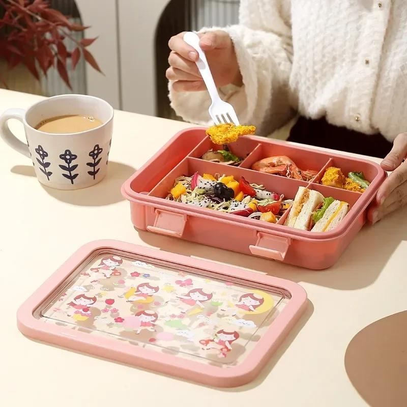 1500ml Leakproof Lunch Box Cartoon Bento Box for Students Office Rectangular Children's Food Container Microwave Oven Tableware