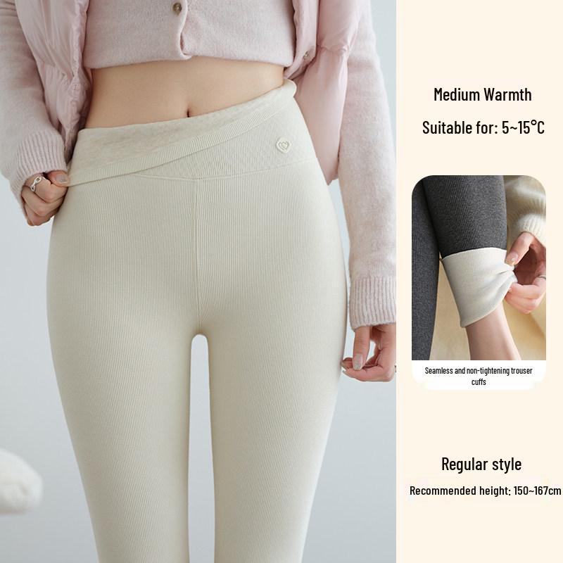 Women's High-Waist Wool Leggings: Warm, Seamless, Thickened, Plus Velvet, Slimming Cotton Pants for Autumn and Winter.