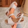 2025 Summer Women's Ankle-Wrap Rome Sandals Platform Buckle Strap Wedges Non-Slip Plus Size Soft Sole for Beach & Daily Casual