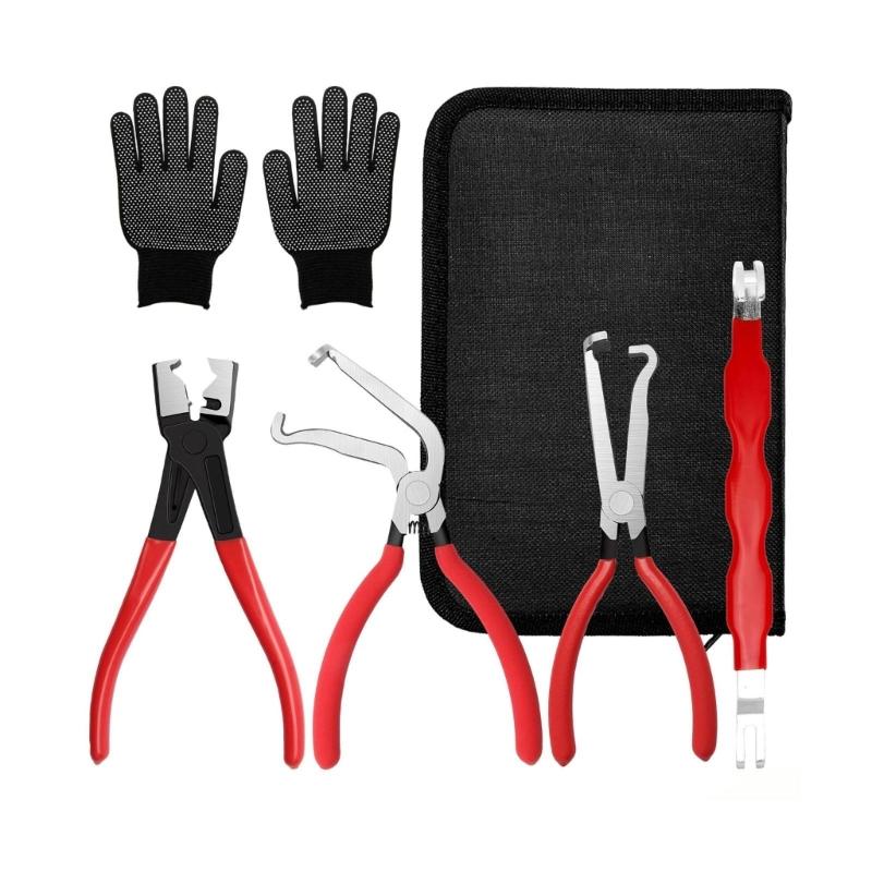 Practical 5pcs Electrical Connectors Releases Tool Set with Gloves for Damage Releases Automotive Disconnection and Reliable Performances