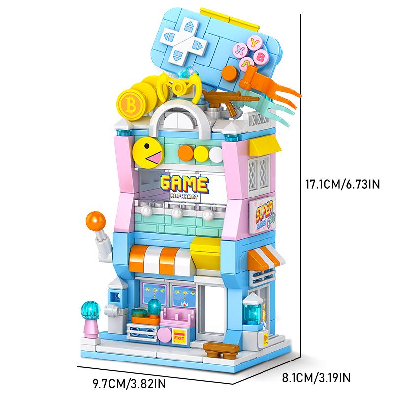 City Street View Building Block Set DIY Ice Cream Coffee Flower Shop Model Building Toy Ideal for Home Decor and Holiday Gifts
