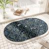 Floral Print Oval Bathroom Floor Mats Bathroom Absorbent Anti Slip Foot Mats Home Decoration Mats