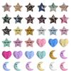 10 Stück Fünfzackiger Stern Herz Mond Silikonperlen Lebensmittelqualität Beißring DIY Schnullerkette Zubehör Baby Zahnen Spielzeug BPA Frei