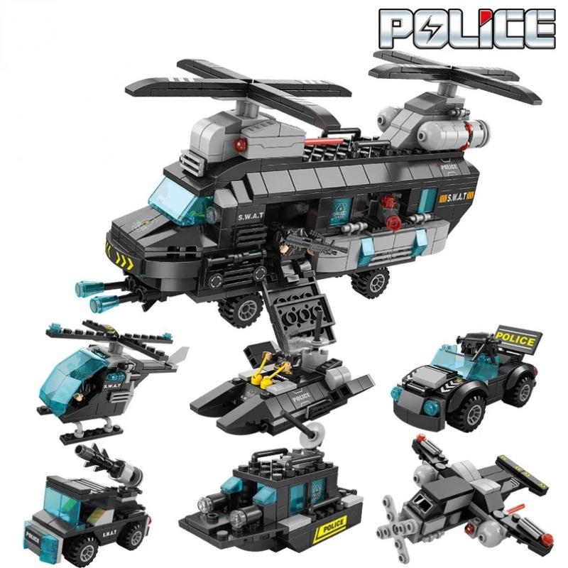 City Series Police Station Swat Corps Team Military Truck Car Construction Blocks Diy Fighting War Robot Plaything For Kids Present