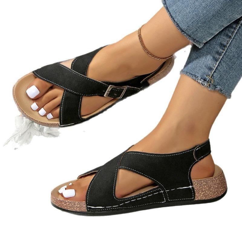 Summer New Buckle Fish Mouth Platform Fashion Beach Cross Sandals Women