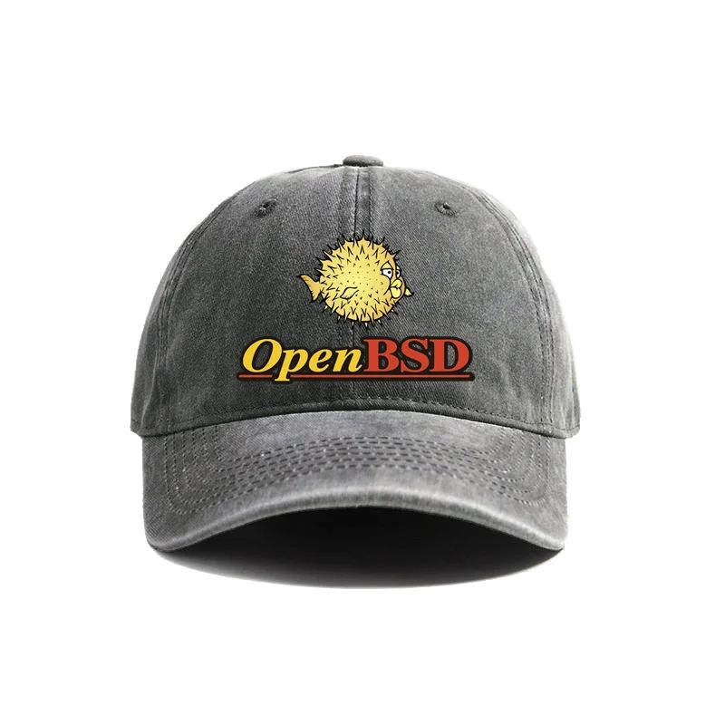 OpenBSD Baseball Caps Distressed Hats Cap Men Women Retro Outdoor Adjustable Hats Leisure Outdoor Sun Protection