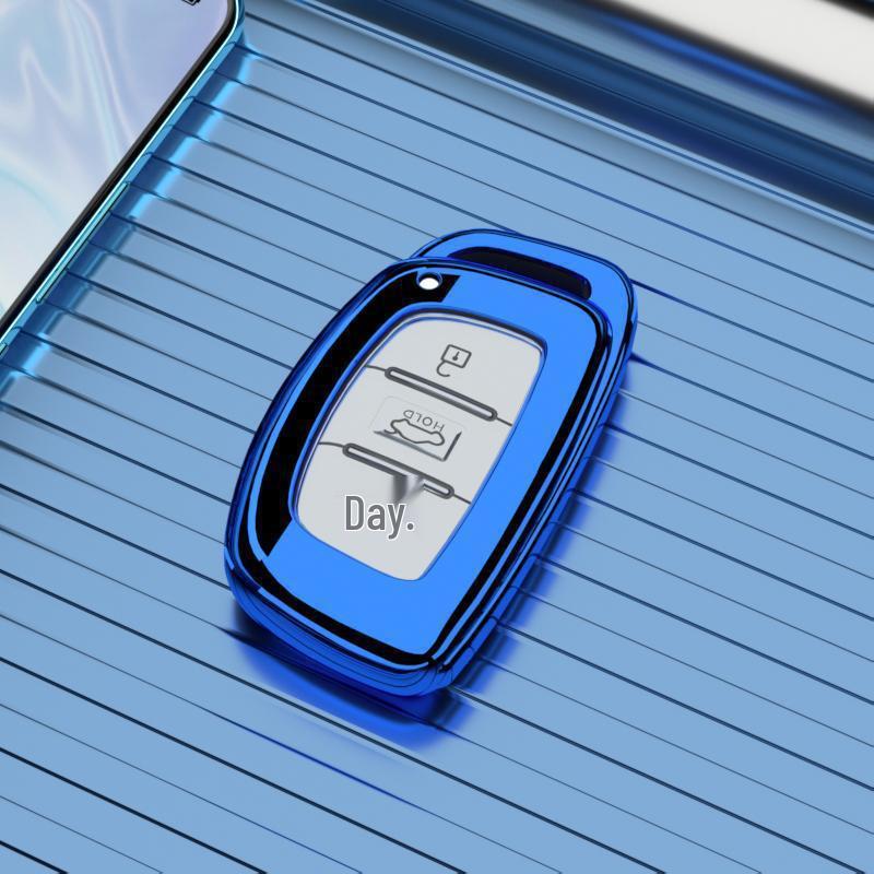 Key Cover Case and Buckle Chain for 2015-2020 Hyundai Tucson - Compatible with Beijing 19 and 2018 models.