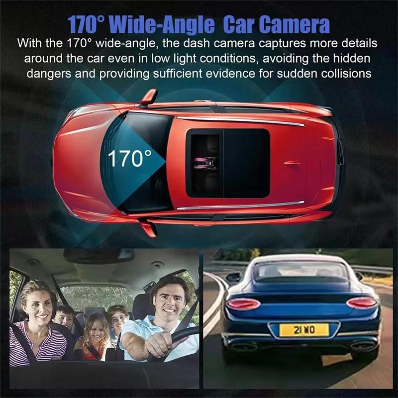 3 Channel Dash Cam for Car Camera Video Recorder Dashcam DVRs Black Box Dual Lens DVR with Rear View Camera 24H Parking Monitor