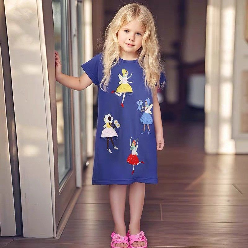 Children's Clothing In Stock Summer Elf Short Sleeve Dress