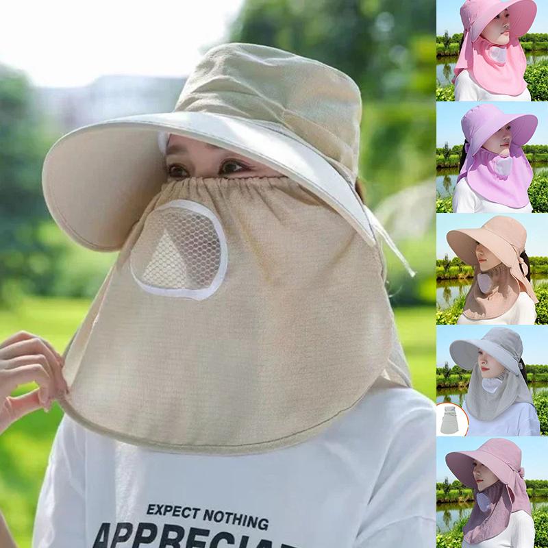 Sunshade Sun Hat Full Face Uv Sun Protection Adjustable Wide Brim Fishing Bucket Hats Mesh Breathable Outdoor Sun Visors