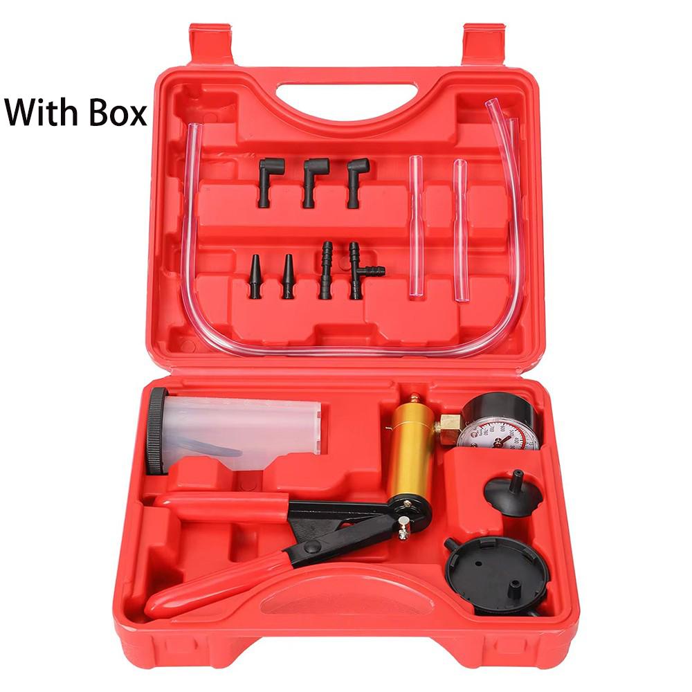 Manual Brake Bleeder Vacuum Pump Kit Automotive Fluid Tester with Gauge Adapters 2 In 1 Handheld Pistol Test Tool for Car Truck