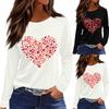 Women's Fashion Casual Slit Hem Round Neck Long Sleeve Loose Christmas Printed T-Shirt Ladies Top