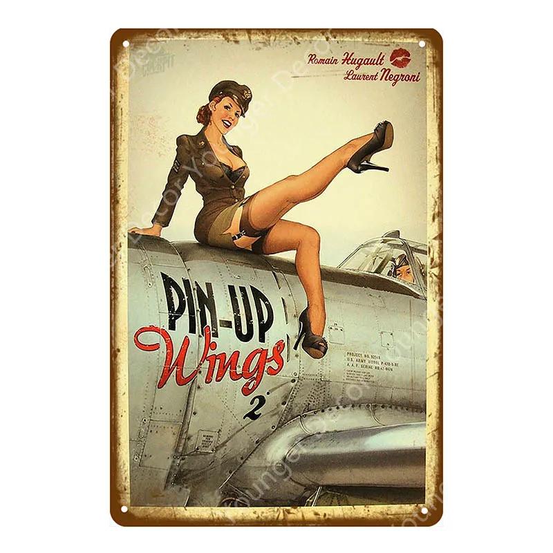 Amerikanisches Pin-Up-Girl Dame Blechschild Schlafzimmer Badezimmer Wanddekoration Pub Café Bar Party Club Vintage Poster Metallbild YI-051