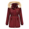 Women's Hooded Plus Velvet Corduroy Coat Ladies Winter Cotton Coat Thickened Mid-length Warm Jacket