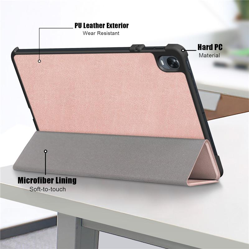 Tablet Case For Oppo Pad Case 2022 Pu Leather Hard Back Stand Folding Cover For Funda Oppo Pad 11 Inch Case Cover Coque Rose Gold