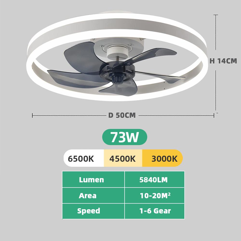 Ceiling Fan with Integrated Light and Remote Control, 6-Speeds, Bedroom Use