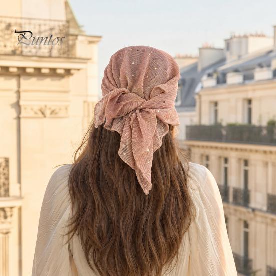 Sequin Headscarf Headscarf, Multi-Purpose Turban Headband Square Scarf, Adjustable Versatile Hair Scarf Strap Bohemian Style Head Wrap for Travel