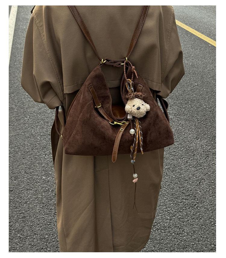 Suede Retro Multi-Functional Chic Crossbody Shoulder Bag and Backpack