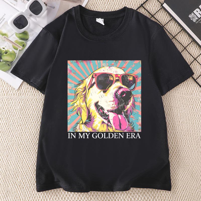 In My Golden Retriever 70s Era T Shirt Goldie Dog Mom TShirt Retro Dad Mama Tshirt Unisex Short Sleeve Round Neck Tshirts