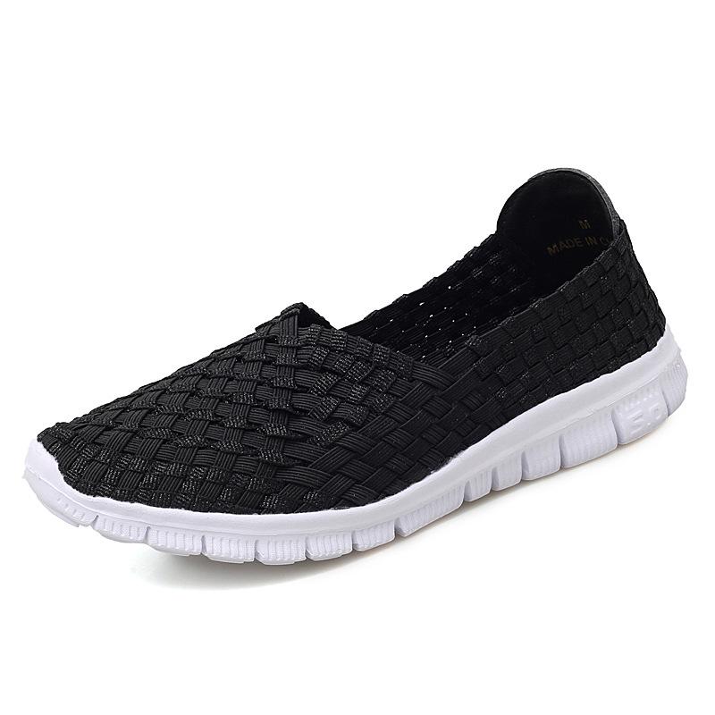 Damen Sneakers Sommer Atmungsaktiv Leichte Slipper Damen Flache Schuhe Damen Loafer Manuell Gewebte Flache Damen Freizeitschuhe